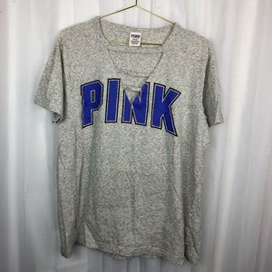 ⛔️ SOLD⛔️VS PINK v-neck graphic short sleeve tee